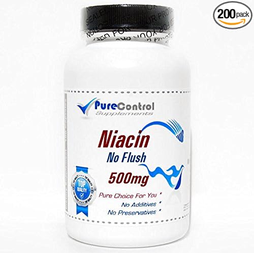 No Flush Niacin 500mg // 200 Capsules // Pure // by PureControl Supplements