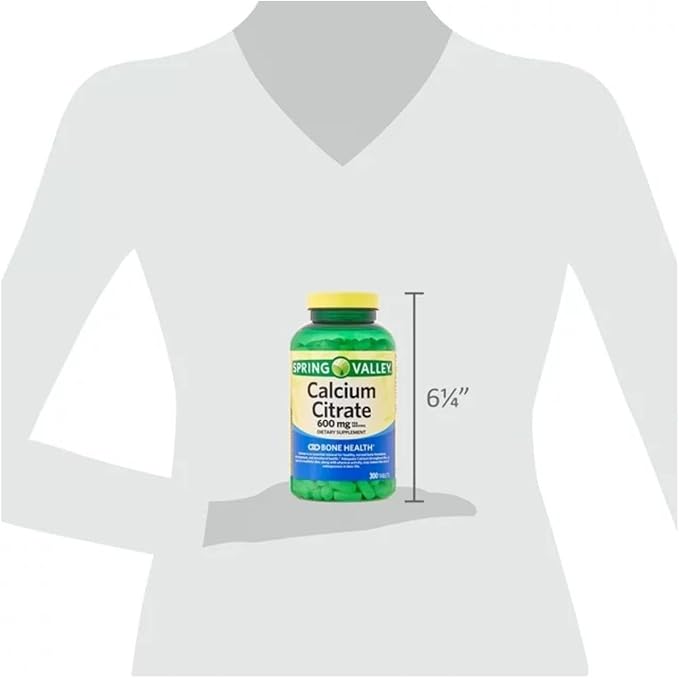 Spring Valley Calcium Citrate 600 mg 300 Tablets - Bone &amp Joint Health + STS Sticker.
