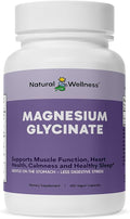 Natural Wellness Magnesium Glycinate – High Absorption Magnesium Supplement for Relaxation Restful Sleep Bone &amp Heart Health and Muscle Function – Gentle on Stomach 180 Vegetarian Capsules