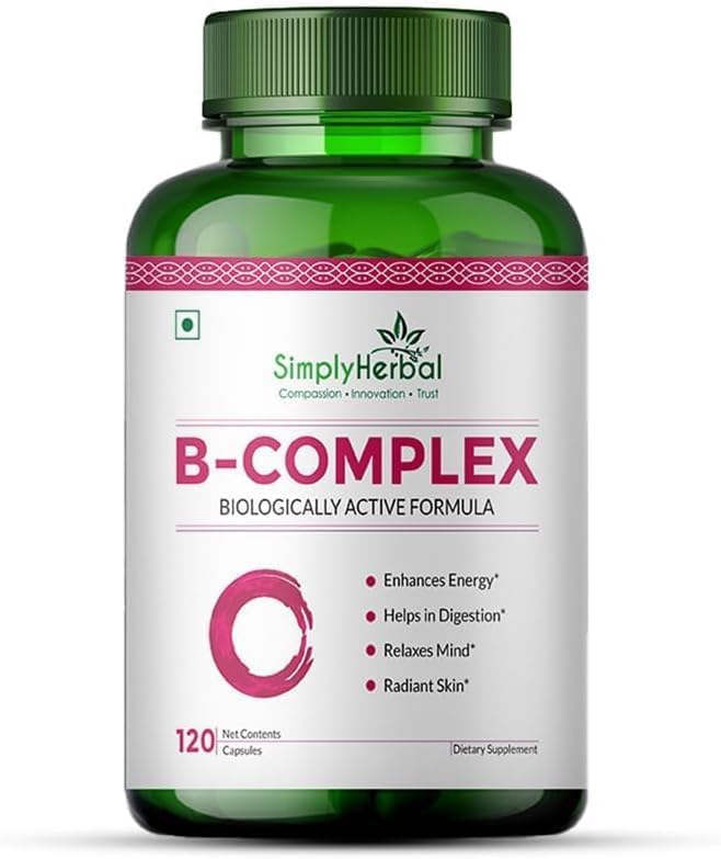 Vitamin B Complex Capsules for B12 Supplement for Hair Growth Metabolism &amp Support Healthy Brain Function (120 Capsules)