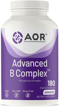 AOR Advanced B Complex 180 Vegetarian Capsules 60-180 Day Supply Full-Spectrum Vitamin B for Sustained Daily Vitality &amp Clarity