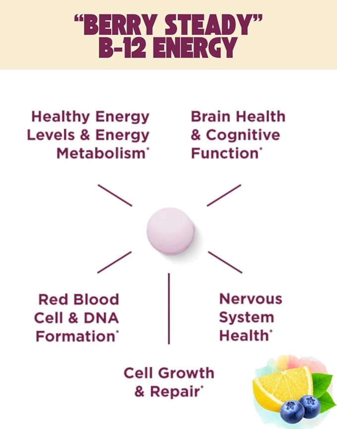 Berry B12 Energy Melt Natural Energy Boost Supplement Keto Friendly 1 Melt Daily