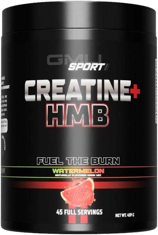 GMU SPORT Creatine 2.0 – Flavored Creatine + HMB Powder | 45 Servings | 5g Creatine Monohydrate + 3g HMB + Piperine | Strength Recovery &amp Muscle Builder | Delicious Watermelon Mix for Men &amp W
