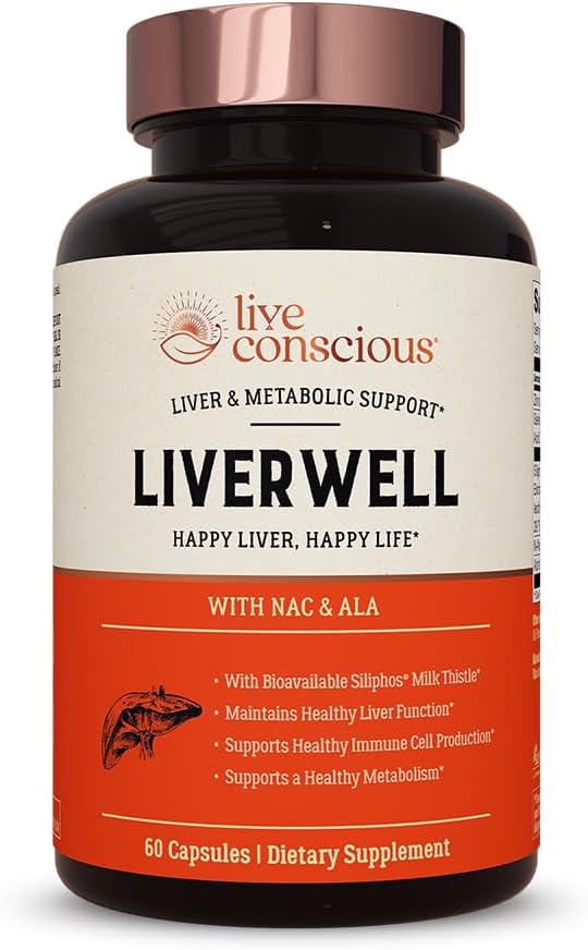LiverWell Liver Cleanse Rejuvenation Metabolic Support - Liver Supplement for Liver Health w/Highly Bioavailable Milk Thistle Extract N-Acetyl Cysteine Alpha Lipoic Acid Zinc Selenium - 60 Caps