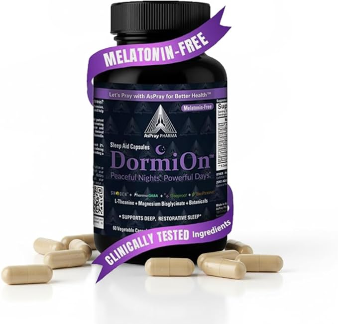 DormiOn™ Sleep + Restore + Stress Supplement | Herbal Sleep Aid for Women &amp Men | No Melatonin Non-Habit Forming | Ashwagandha GABA Valerian &amp Magnesium | Vegan 60 Capsules