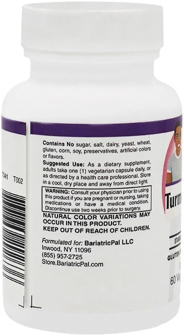 BariatricPal 500mg Turmeric Extract Capsules with Curcumin C3 Complex® (60 Count)