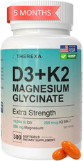 Vitamin D3 K2 Mangesium Supplement - Extra Strength with 10000 IU Vitamin D3 Magnesium Glycinate and 200 mcg K2 MK-7 Vitamin Supplements Complex for Women &amp Men - 300 Softgels
