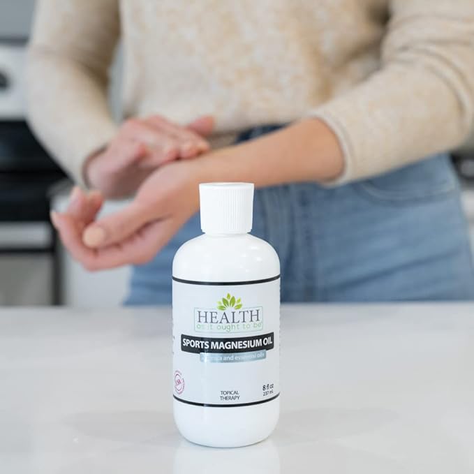 Health As It Ought To Be Sports Magnesium Oil + Arnica and Essential Oils Supplement | Physician Formulated for Athletes and Active Adults Natural Muscle Rub and Workout Recovery | 8 Ounce