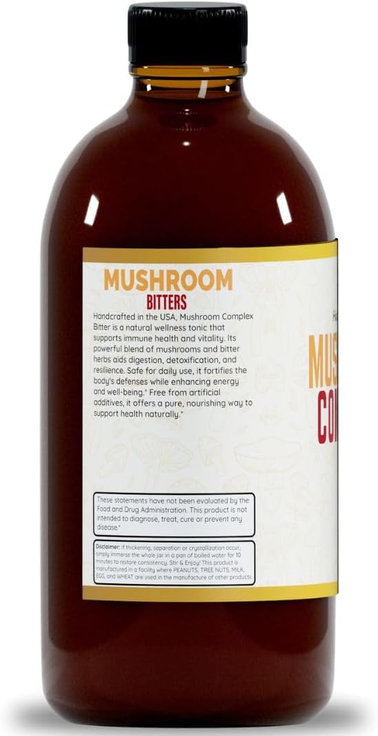 Herb to Body Mushroom Bitters Liquid Herbal Mushroom Blend - Non-GMO Gluten-Free &amp Vegan Perfect for Culinary Creations &amp Herbal Blends Wildcrafted 16 fl oz