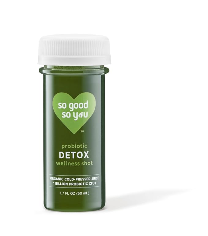 So Good So You Organic Cold Pressed Probiotic Wellness Shots: Detox with Organic Blue-Green Algae - 1.7 fl oz. (18 Count)