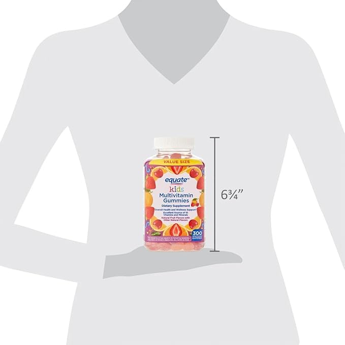 Equate Kids Multivitamin Gummies Complete Daily Multivitamin for Children 2+ Natural Fruit Flavor 300 Count Vegetarian Sticker