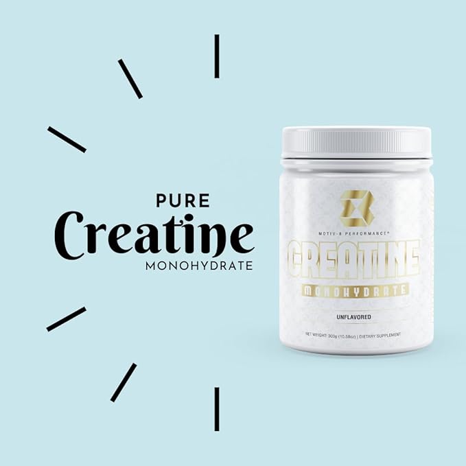Motiv-8 Performance Pure Creatine Monohydrate Powder No Fillers Sodium or Sugar Supports Energy and Recovery (60 Servings Unflavored)
