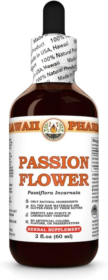 Hawaii Pharm Passion Flower Extract Tincture for Calm and Sleep Support Soothes Digestive Discomfort Promotes Relaxation Encourages Emotional Balance - 2 fl.oz