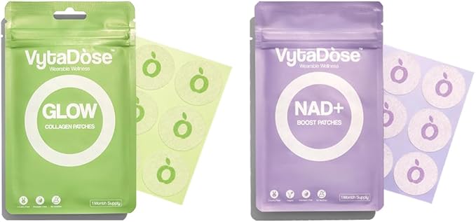 NAD &amp Collagen Glow Patch Duo | Beauty &amp Wellness Support Patches for Skin &amp Hair | NAD Support + Collagen Restore | Gentle Skin-Friendly Water-Resistant | 30 Count Each