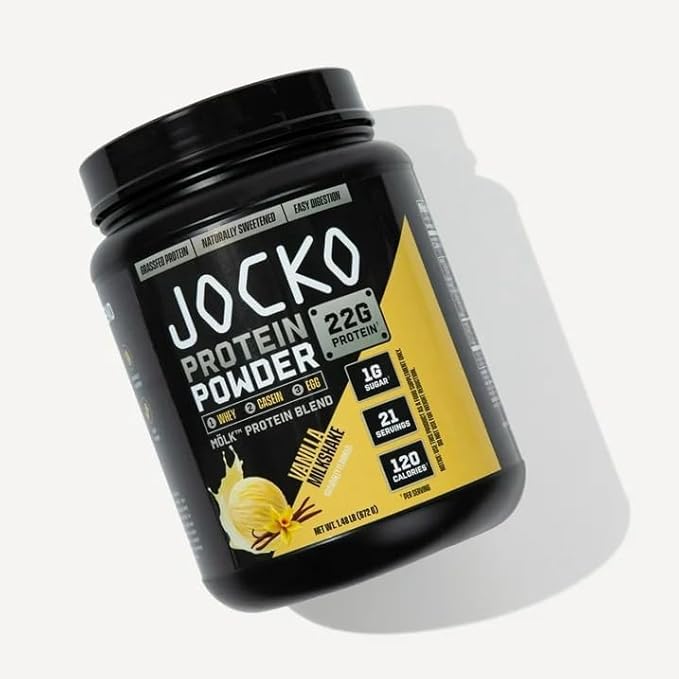 Jocko-Mölk Protein Powder 21 Servings - Grass-Fed Whey Micellar Casein Egg Protein Blend with Digestive Enzymes Probiotics Sugar-Free Soy-Free Gluten-Free (1.48 lbs Mölk-Vanilla)