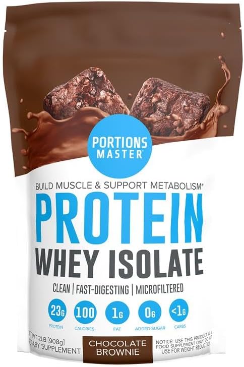 Portions Master CFM Whey Isolate Protein Powder 2-Pack – Chocolate Brownie &amp Vanilla Ice Cream Flavors