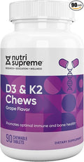 Nutri Supreme Research K2 with D3 Chews Grape Flavor 90 Count