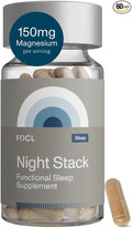 FOCL Restful Night Magnesium Sleep Supplement - Natural Sleep Aid Melatonin Free No Grogginiess Calm - Magnesium Supplement for Restorative Sleeping with Ashwagandha - Vegan Non GMO Cruelty Free