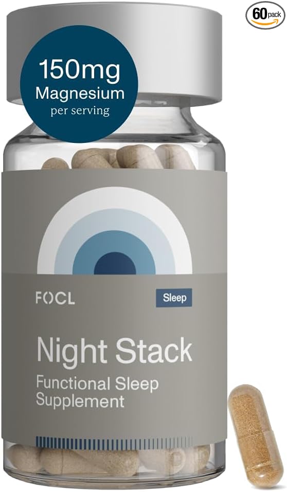 FOCL Restful Night Magnesium Sleep Supplement - Natural Sleep Aid Melatonin Free No Grogginiess Calm - Magnesium Supplement for Restorative Sleeping with Ashwagandha - Vegan Non GMO Cruelty Free