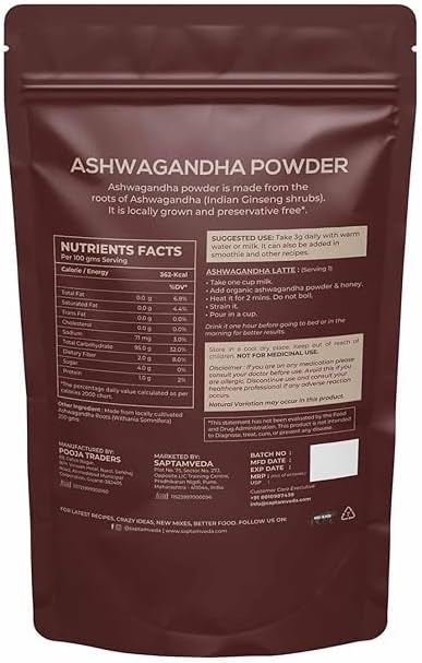 Organic Ashwagandha Powder | Withania Somnifera Root Powder | Premium Quality | 250g