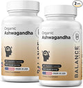 Certified Organic Ashwagandha 1600mg 120 Veg Capsules - Supports Sleep &amp Balanced Energy Levels (Pack of 2)