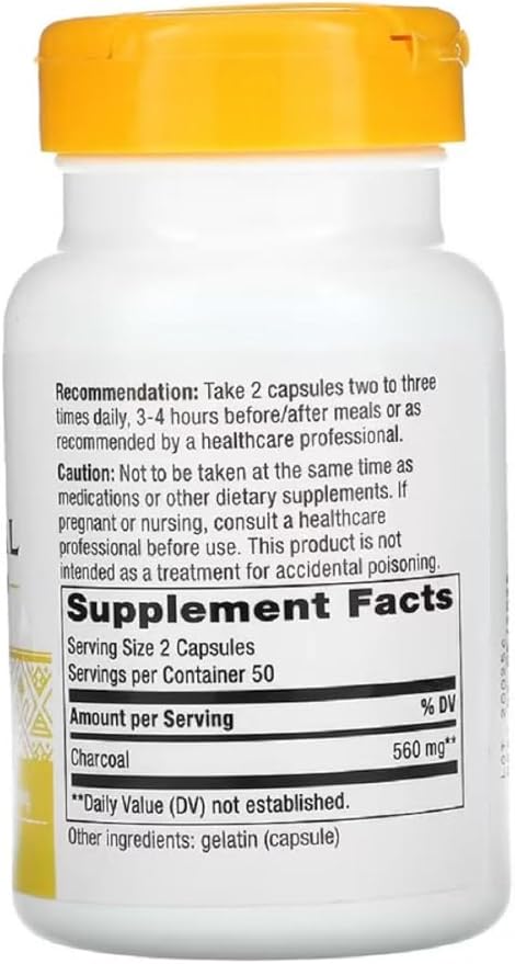 Natures Way Activated Charcoal Intestinal Cleanser Capsule 260 mg - 100 per pack - 3 packs per case.3