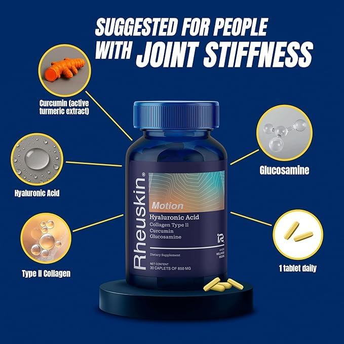 Motion 3 Pack – Advanced Joint Support: Hyaluronic Acid + Glucosamine + Curcumin + Type II Collagen – Flexibility Mobility &amp Comfort – 90 Caplets 850 mg