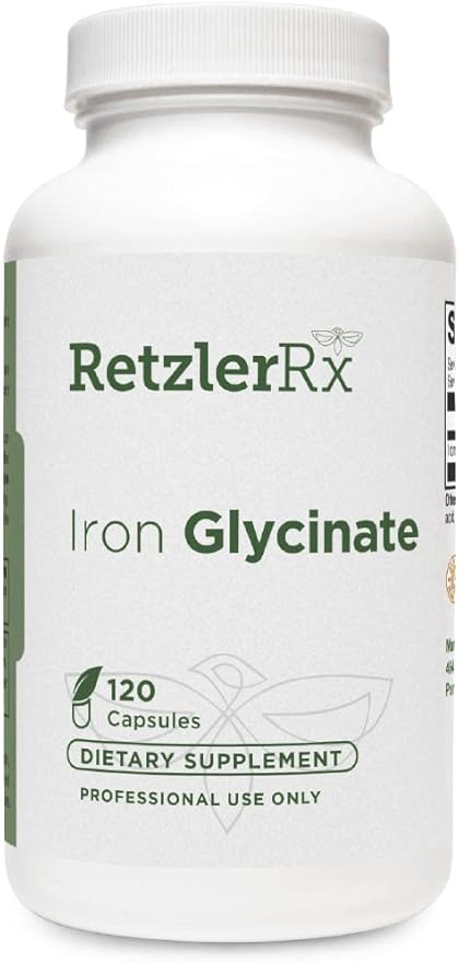 HormoneSynergy Iron Glycinate 29mg - Gentle Highly Absorbable Iron Supplement - 120 VCaps with Pharmaceutical Grade Formula - Supports Healthy Ferritin &amp Hemoglobin Levels