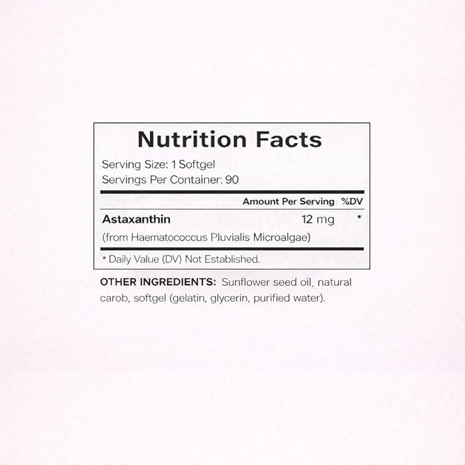 Astaxanthin 12mg 90 Softgels | Powerful Antioxidant Support from Haematococcus Pluvialis Microalgae | Supports Skin Eye &amp Cellular Health | 3-Month Supply