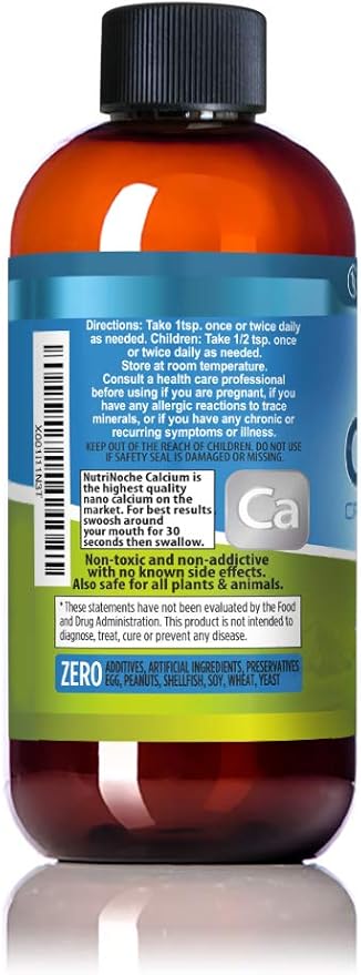 NutriNoche Liquid Calcium Supplement - 99.99% Ultra Pure Crystalline Nano Calcium for Women Men &amp Children - Calcium Citrate Alternative - Absorbed at a Cellular Level Sublingually - 30 ppm