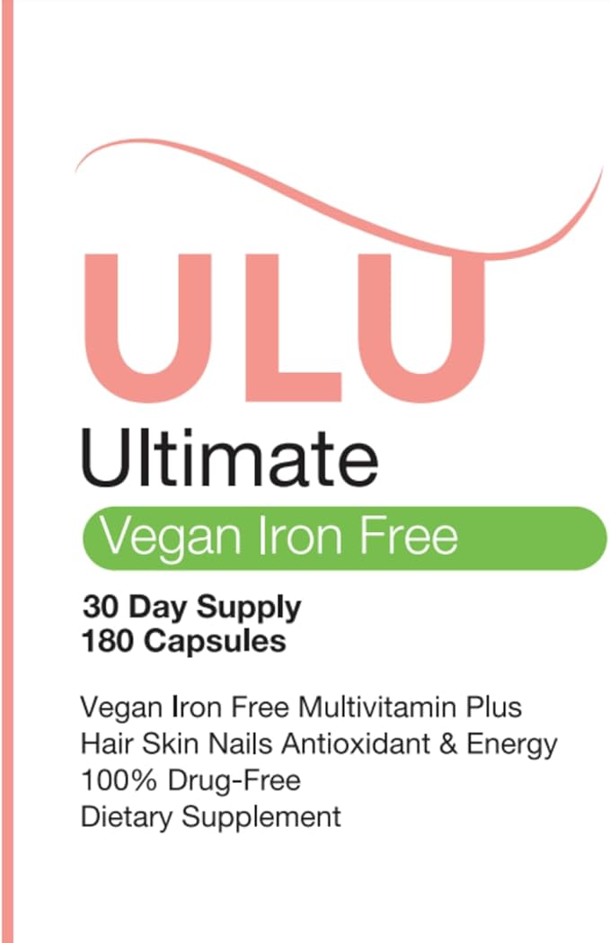 Ultimate Multivitamin: Vegan Iron Free Promotes Stronger Hair Skin &amp Nails and Improves Antioxidant &amp Energy with Better Sleep &amp Less Stress - 180 Capsules (30-Day Supply)