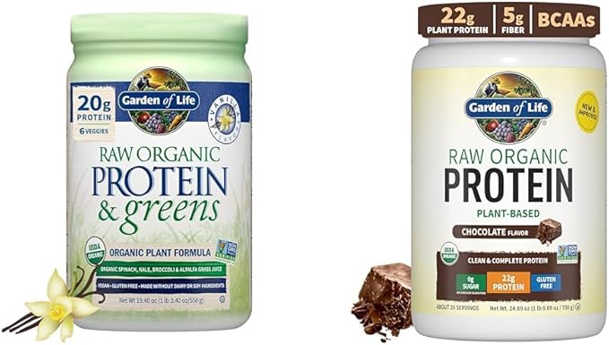 Garden of Life Raw Organic Protein &amp Greens Vanilla - Vegan Protein Powder for Women and Men &amp Vegan Protein Powder - 22g Raw Plant Protein BCAAs Probiotics &amp Digestive Enzymes