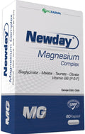 Newday Magnesium Complex with Vitamin B6 (P-5-P) High Absorption Magnesium Bisglycinate Malate Taurate Citrate for Muscle Function Nerve Health Energy Support 60 Capsules