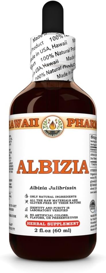 Hawaii Pharm Albizia Extract Tincture for Mood Balance Promotes Calm Supports Emotional Well-Being Eases Sleep Troubles Encourages Relaxation - 2 fl.oz