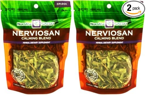 Nuestra Salud Herbal Sleeping Tea - 1.4oz - Nerviosan Calming Herb Blend with Valerian Root Lemon Balm and Small Burnet - Caffeine-Free Night Time Tea for Sleep and Relaxation (Pack of 2)