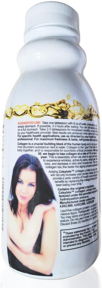 LiquiVive Liquid Collagen Protein Peptides Concentrate | Pure Hydrolyzed Super Multi Collagen Hydrolysate Health Drink | Higher Direct Absorption Than Powder Pills &amp Capsules | Colageno Liquido
