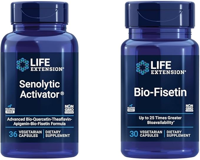 Life Extension Senolytic Activator with Quercetin &amp Fisetin - For Immune Support Anti-Aging &amp Longevity - 36 Vegetarian Capsules &amp 30 Vegetarian Capsules of Bio-Fisetin for Cellular Healt