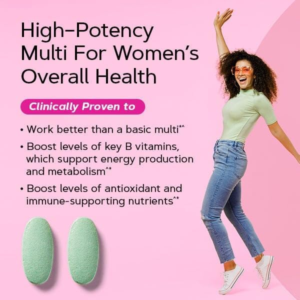 GNC Women’s Ultra Mega Multivitamin Caplets Clinically Proven to Feel Better Immune Support Vitamin A B C D Iron Biotin Beauty Gluten Free Timed Release 90 ct 45 svgs