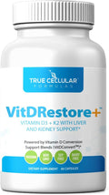 VITDRestore+™ - Vitamin D3 + K2 with Liver and Kidney Support | Soy Free Non-GMO Vegan 30-Day Supply