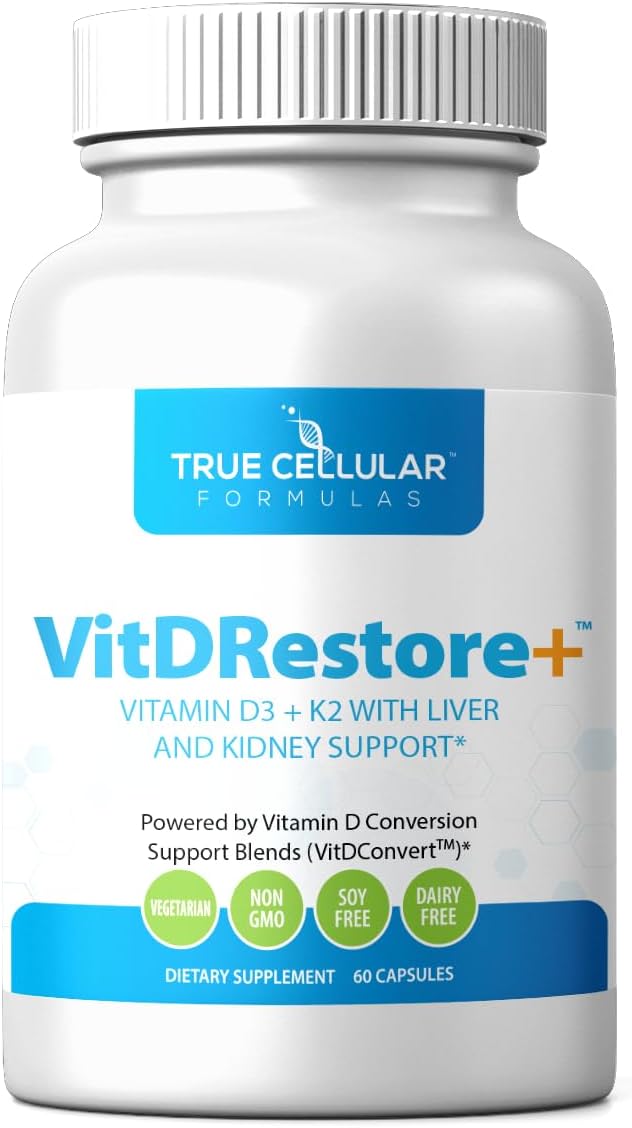VITDRestore+™ - Vitamin D3 + K2 with Liver and Kidney Support | Soy Free Non-GMO Vegan 30-Day Supply