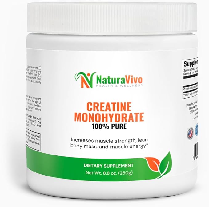 Creatine Monohydrate Powder – 5000mg per Serving – Supports Lean Muscle Growth Energy Cognitive Function Muscle Strength Athletic Performance 100% Pure Supplement - 50 Servings Unflavored
