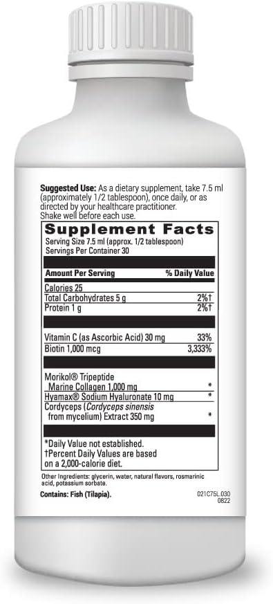 Advanced Liquid Collagen Peptides Drink with Morikol Biotin Vitamin C Hyaluronic Acid – High Absorption Daily Marine Supplement for Women &amp Men – Youthful Skin Hair Nails – 30 Servings