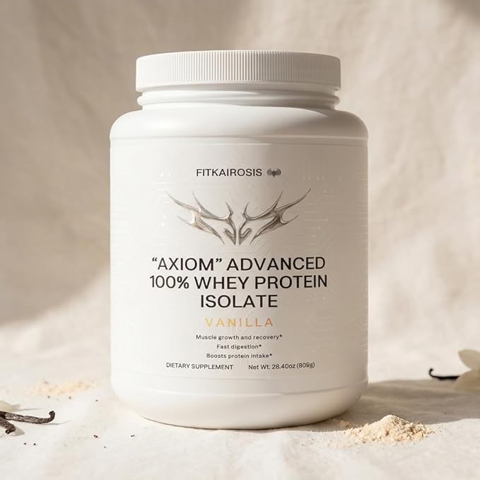 Axiom Advanced 100% Whey Protein Isolate – Vanilla | 22g Grass-Fed Whey Isolate Protein | Fast-Digesting | Supports Muscle Growth Recovery &amp Lean Strength | 28.4oz (805g)