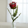 Factory Direct Craft Red Glittered Artificial Thistle Stem | 3 Pieces