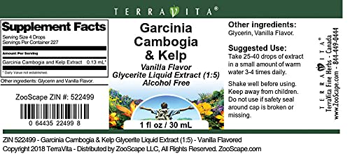 Terravita Garcinia Cambogia &amp Kelp Glycerite Liquid Extract (1:5) - Vanilla Flavored (1 oz ZIN: 522499)