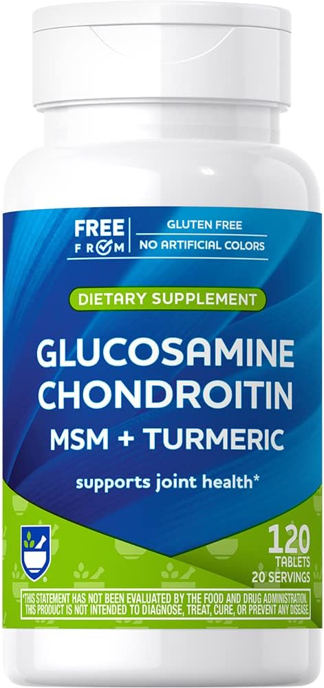Rite Aid Gluco Chon MSM + Turmeric Tablets 120 Count with Collegen Supports Healthy Cartilage Protects Joints and Bones Antioxidant Formula