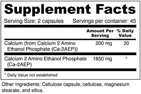 Wellness Resources Calcium AEP - Nerve Support Supplement for Cellular Protection Longevity Cell Membrane Health &amp Myelin Sheath Support - 925mg Ca-2-AEP Per Capsule (90 Capsules)