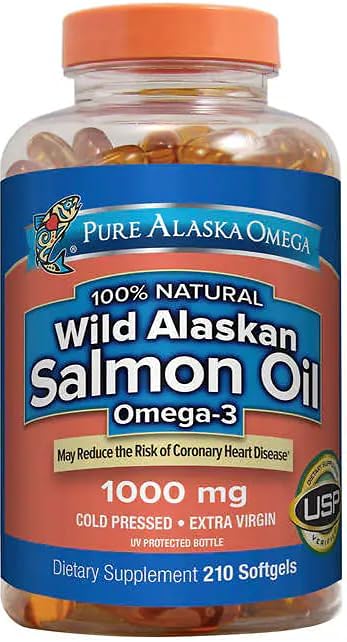 Amerivite Pure Alaska 1000mg Omega-3 Wild Alaskan Salmon Oil Softgels