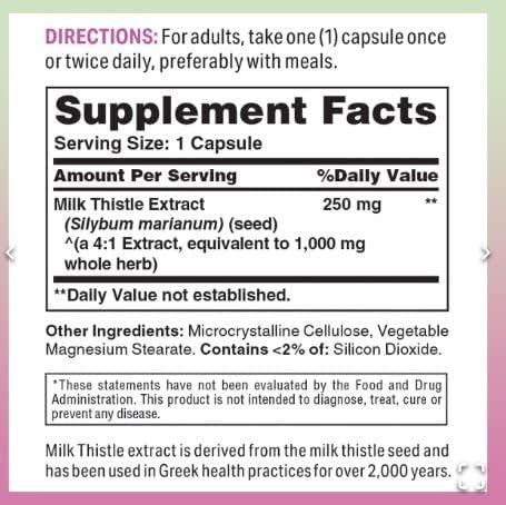 Vitamin World Milk Thistle 1000mg 180 Rapid Release Vegetarian Capsuls Silymarin Marianu