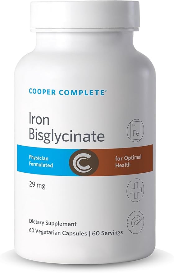 Cooper Complete Iron Bisglycinate. 29mg per Tablet. 60 Capsules per Bottle. Pack of 1